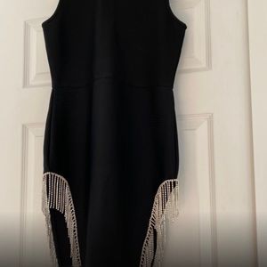 Bandage Dress with Diamond Tassels on Side